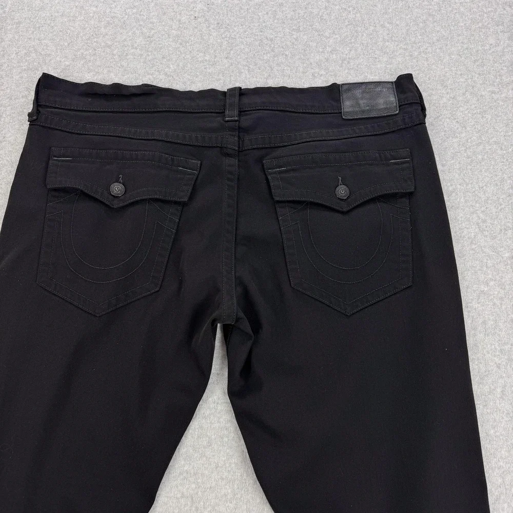 True Religion Jeans Mens 40 Black Wash Geno Slim Tapered Stretch Denim 44x33